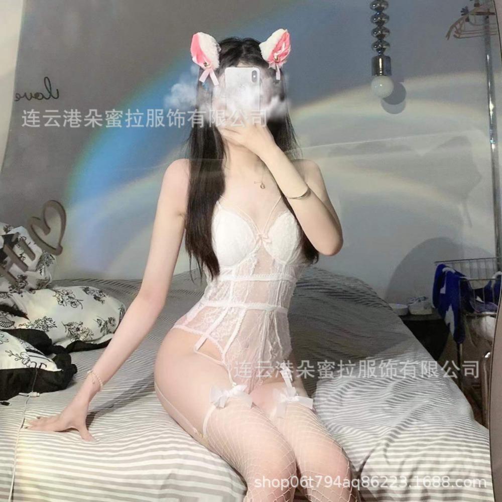 Domila Sexy Underwear Lace Temptation Transparent Hollow Sexy Onesie Women's Hot Open Uniform Suit
