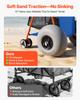 Strandkarre mit großen Rädern für Sand, 75 kg Tragfähigkeit, Robuster faltbarer Strandwagen mit 320 mm Ballonrädern, Isolierte Kühltasche, Sonnenschirm