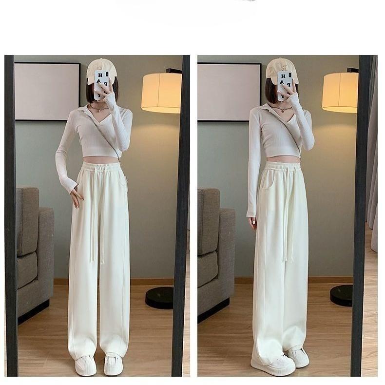 Womens Plus Size Spring Joggers Loose Fit High Waisted Sweatpants Casual Straight Leg Pants