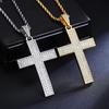 2026 Men's Hip Hop Titanium Steel Diamond Cross Necklace with Twisted Chain