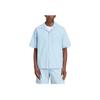 adidas Originals Letter Logo Single-Breasted Short Sleeve Shirt Men Shirts Sky-Blue JD2457