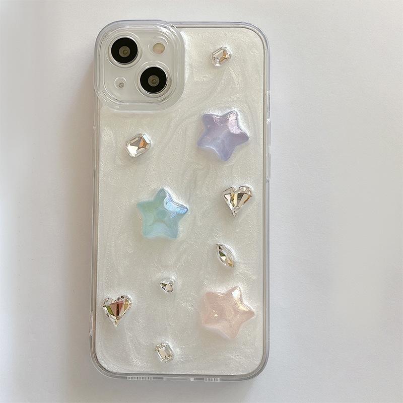 

Color Star Epoxy Rhinestone Mobile Phone Case, Suitable For Iphone17Promax Perforation 16Plus Anti-Drop 15 Women S Models iPhone 7/8/SE 2020