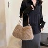 Luxury Furry Shoulder Bag Solid Color Soft Tote Bag Large Capacity Fluffy Clutch Bag