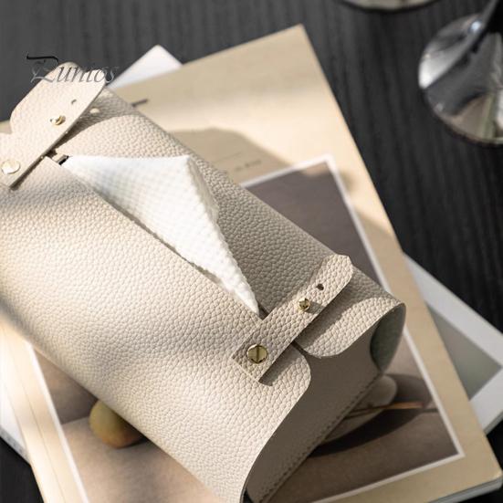Space Saving Storage Box Faux Leather Tissue Box, Minimalist Napkin Holder for Living Multipurpose Organizer Room Desk, Decorative Dispenser