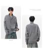 Men's Japanese Retro Solid Turtleneck Cardigan Sweater - Casual Knitwear, Trendy Stand Collar Jacket for Teens