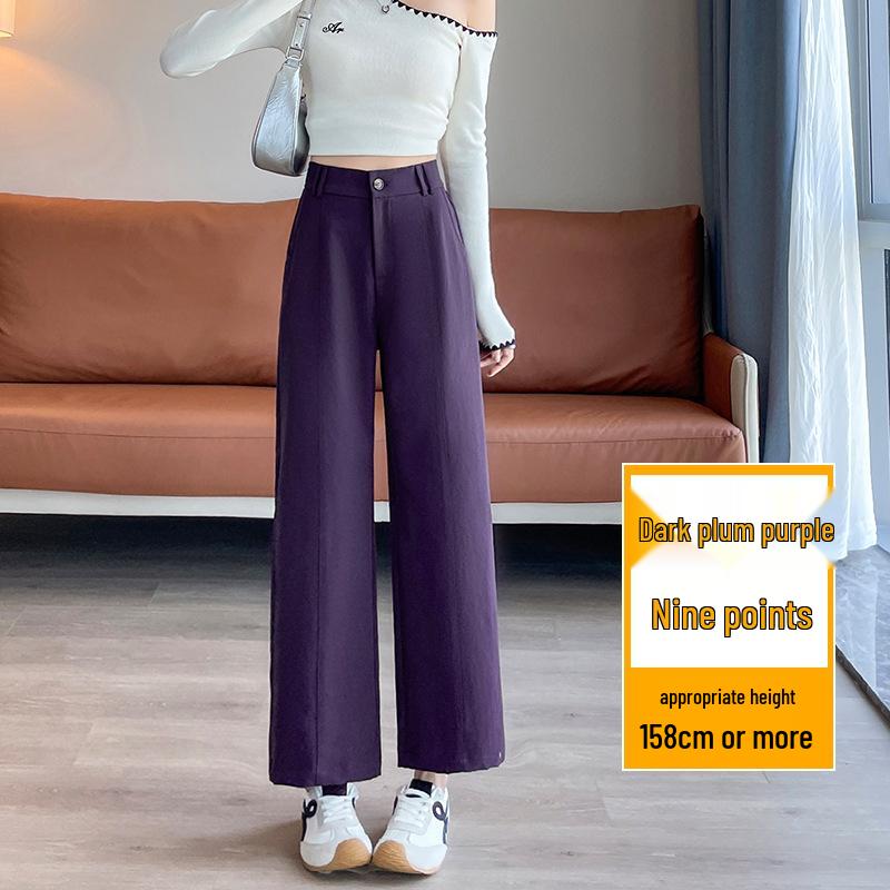 

High-Waisted Slimming Cropped Wide-Leg Pants for Women - Plus Size, Spring/Autumn, Eight-Point Casual Straight-Leg. XL (64-70 kg)