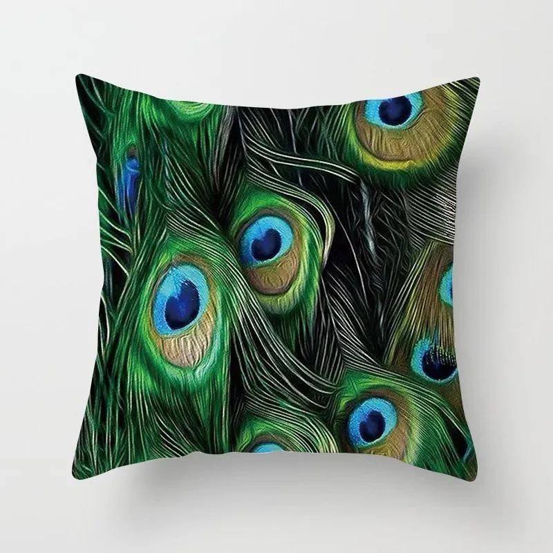 Luxury Peacock Pillow Cover High Quality Printed Home Sofa Cushion  Hotel Coffee Bar Throw