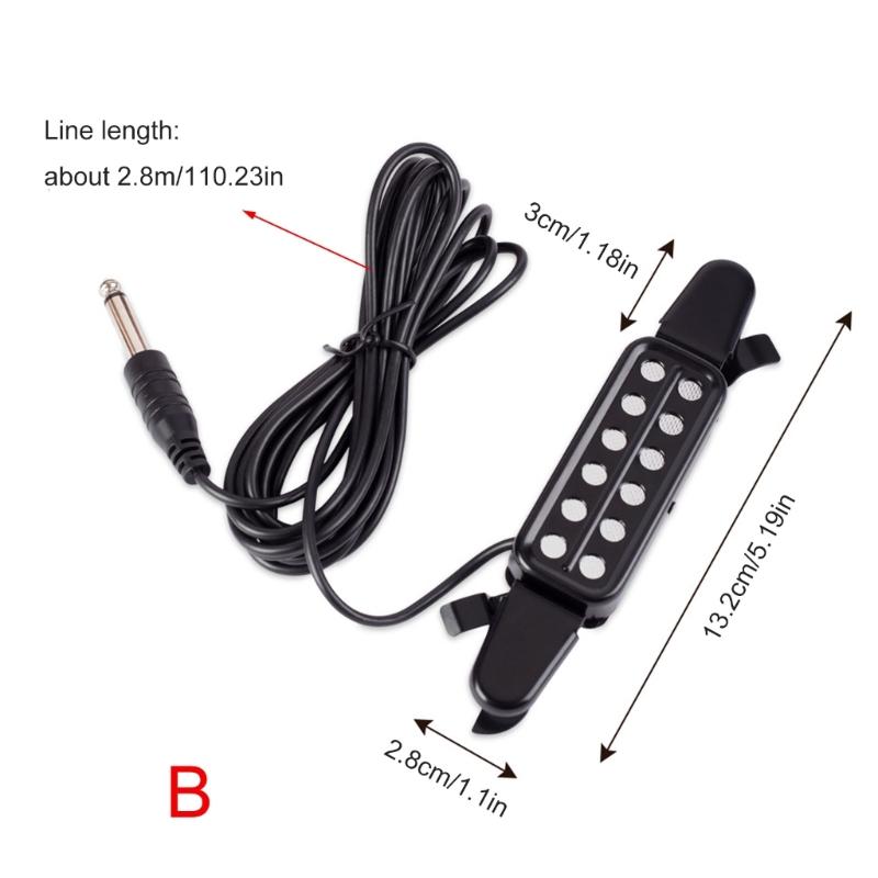 12 Hole Acoustic Guitar Pickup Sound Hole Pickup Magnetic Transducer with Volumes Tone Tuner Guitar Accessories