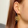 New Trend Women's Earrings Vintage Chic Sun Shaped Pendant Stainless Steel Earrings Statement Golden Fashion Jewlery Gift