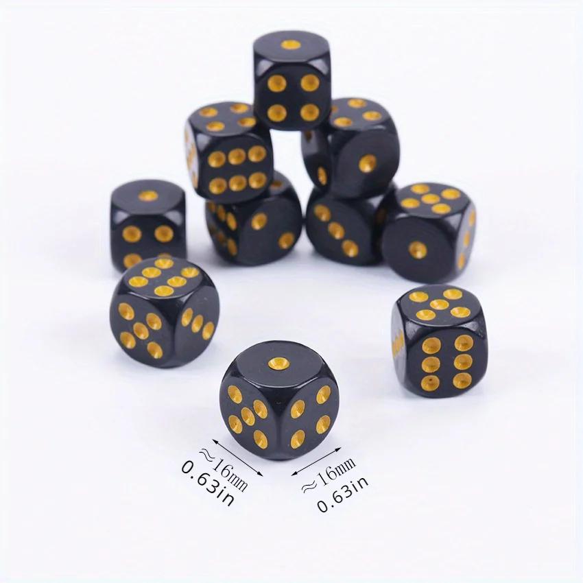 10 Pieces Round Corner Dice With Gold Dots For Tabletop Games, Parties, And Gatherings, Halloween/Thanksgiving/Christmas Gifts
