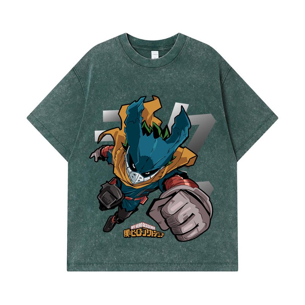 275 GSM Washed T-shirts 100% Cotton My Hero Academia V3 Deku Print Unisex Heavy Cotton T Shirt