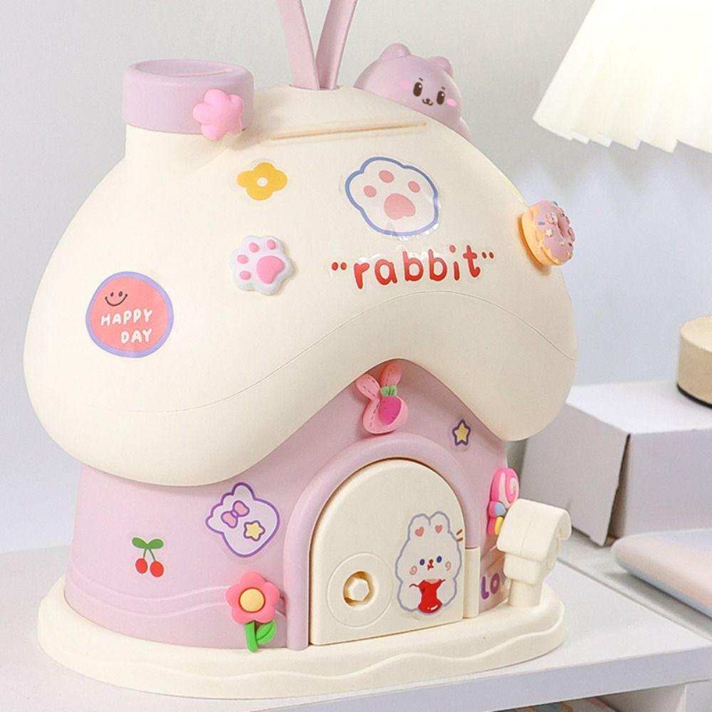 Mushroom House Money Box Portable Safe Savings Jar Fashion Coin Saving Box  Kids Adults
