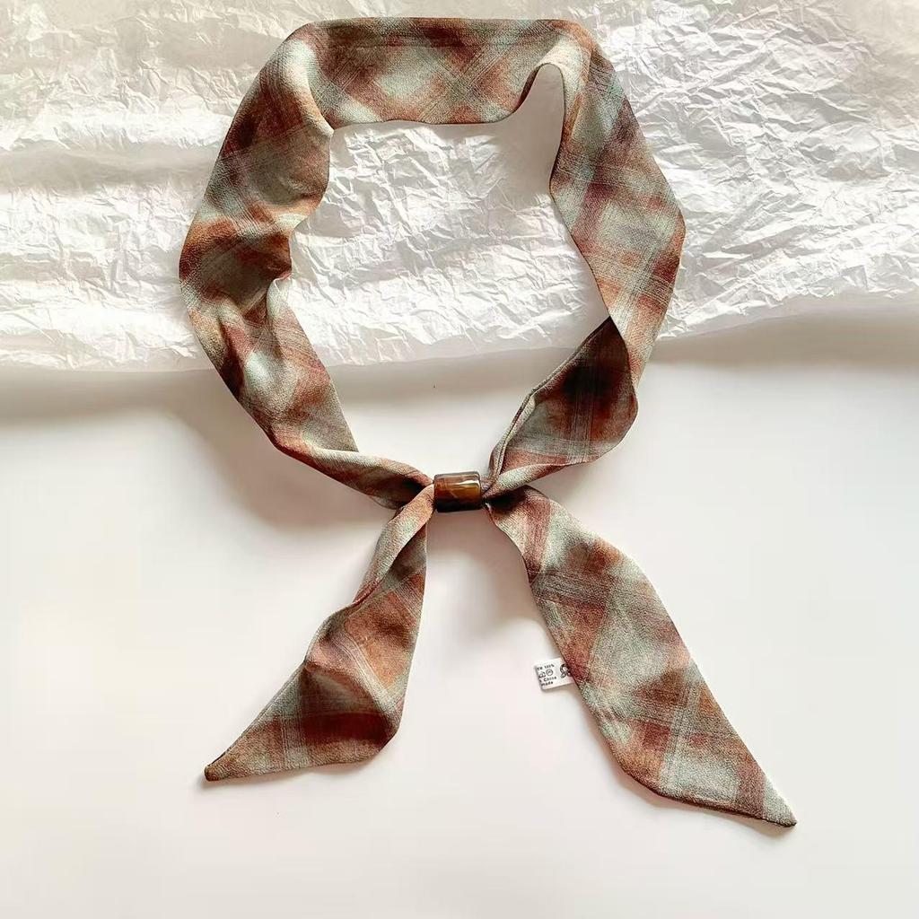 Elegant Spring Silk Scarf Necklace for Women - Versatile Gem Flower Ribbon Collar Accessory