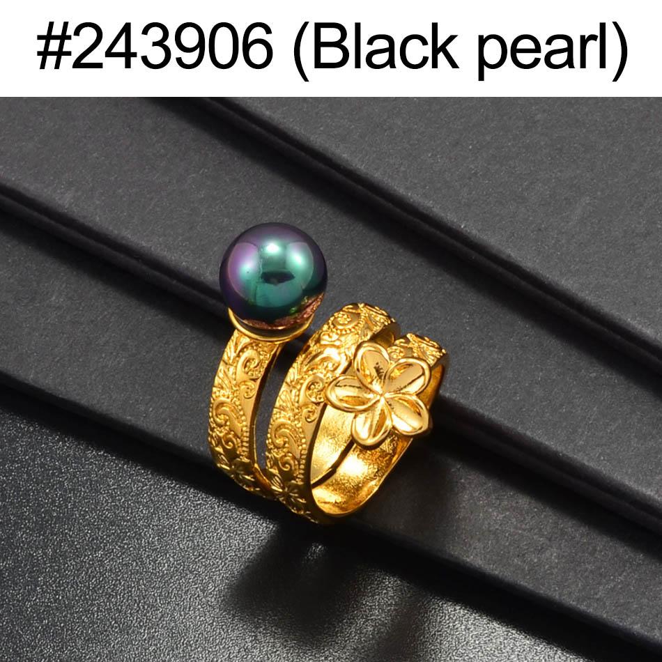 Anniyo Hawaiian Flower Pearl Ring New Zealand Australia Ring Guam Wedding Jewelry Chuuk Polynesian #243906 Resizable