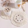 1pc/2pcs-Round Braid Coaster Tassel Placemat Handmade Cup Cushion Non-slip Cup Mat Coffee Pad Table Decor For Restaurant Use