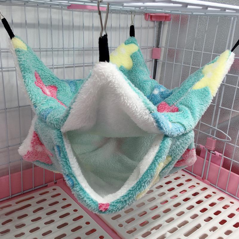 

Двухслойная клетка для хомяка Спальный гамак Распечатать Морская свинка Одежда Кровать Гамак для грызунов Клетка для шиншилл Маленький домик S