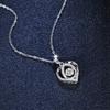 Women' SILVER Necklace Pendant Red Rose Cubic Zirconia Diamond