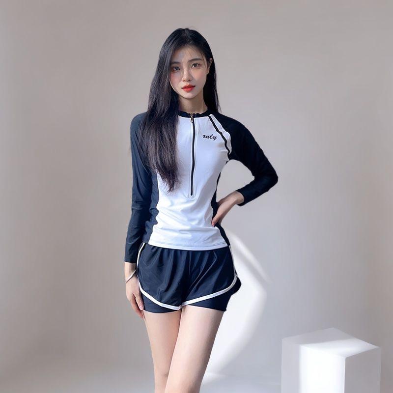 2025 Women's Long Sleeve Sporty Boyleg Swimsuit - Conservative, Anti-Exposure