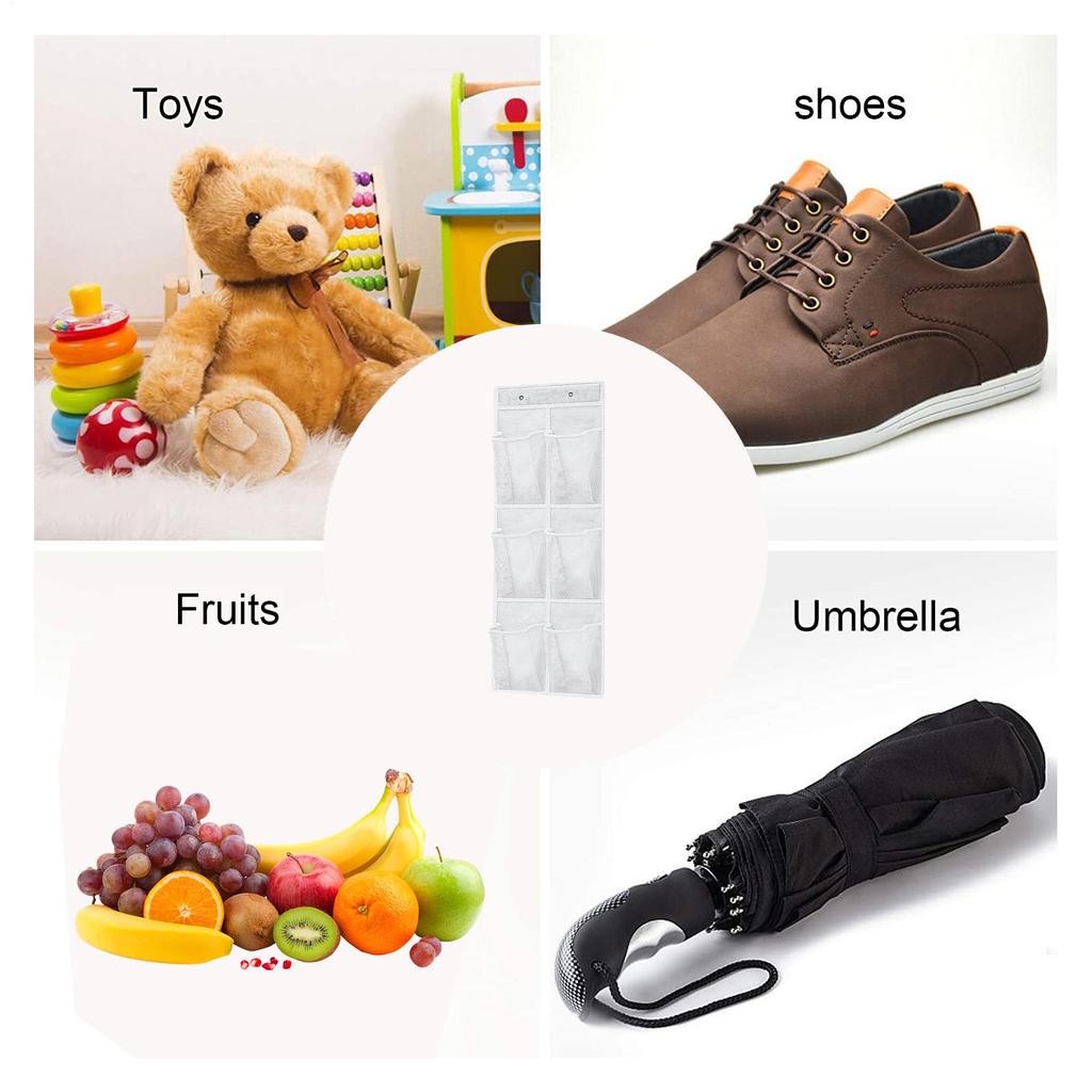 Wall-Mounted Storage Bag 6 Compartments Mesh Closet Shoe Holder Door Hanging Shoe Rack Bedroom Supply