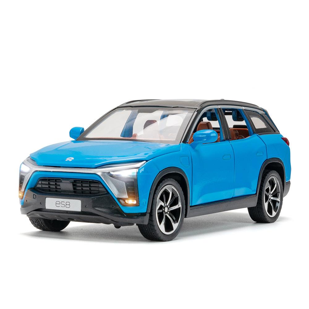 1/24 NIO ES8 SUV Alloy New Energy Car Model Diecast Metal Toy Vehicles Car Model High Simulation Sound and Light Childrens Gifts