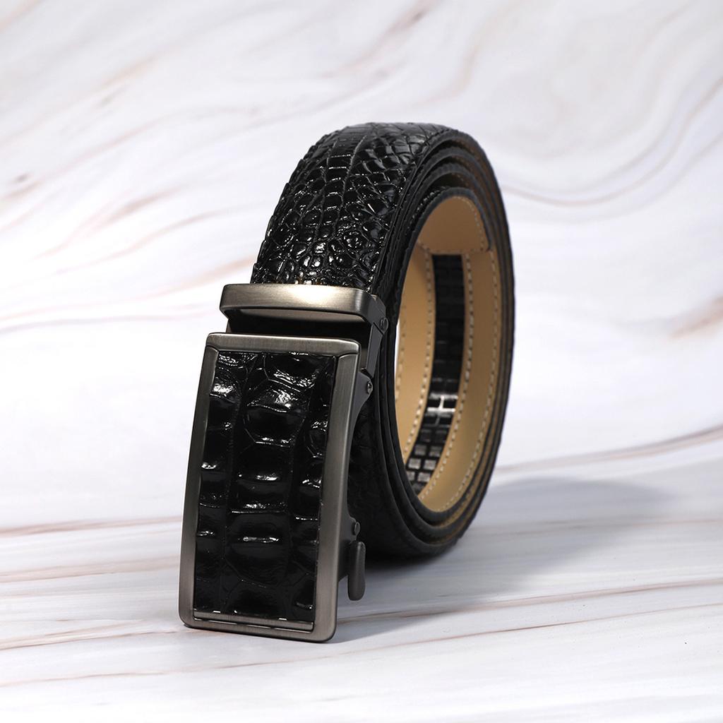 Belt Men'S Premium Alligator Pattern Belt Automatic Buckle Belt Men'S Trendy Men'S Belt