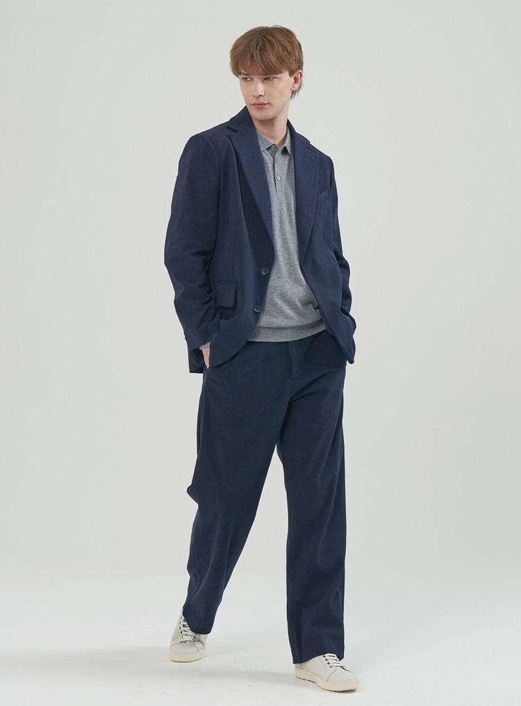COMSPACE1980 Corduroy Wide Elastic Pants_Navy