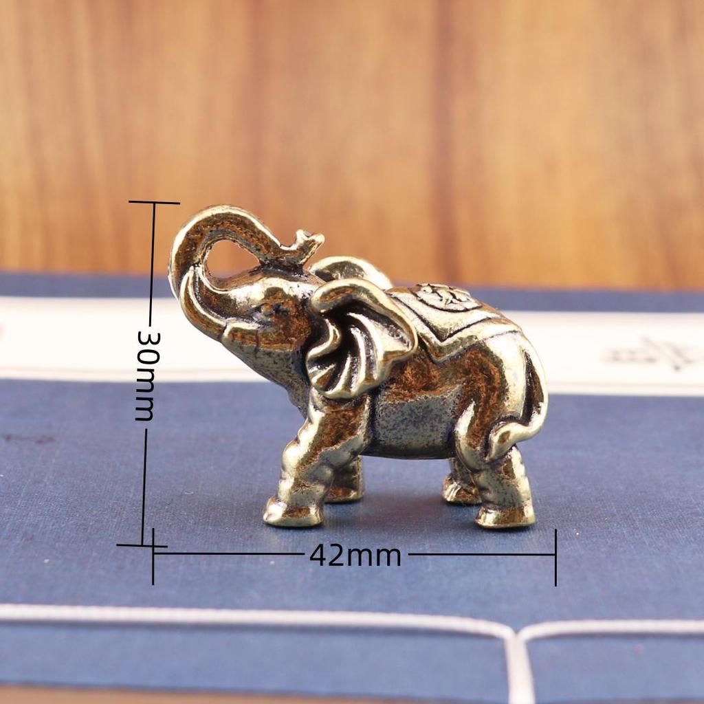 Solid Brass Elephant Pair - Handcrafted Decor for Wealth & Fortune, Desktop Ornament, or Tea Pet