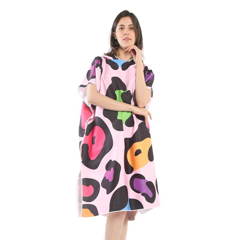 Quick-drying Swimming Towel Cape Cape Bath Towel Hooded Print Beach Swimming Surf Change Bathrobe