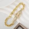 Fashionable Stone Double Leopard Head Cuban Bracelet Niche Hip-hop Jewelry