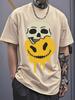 Unisex Crew Neck Skull Drip Smiley Face Print Short Sleeve Cotton Tee Casual Summer Streetwear Loose Basic Daily Outdoor Wear Top