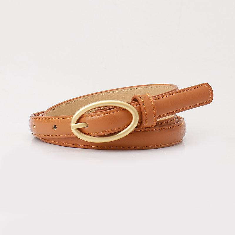 Stylish Women's Candy Color Thin Belt with Oval Pin Buckle