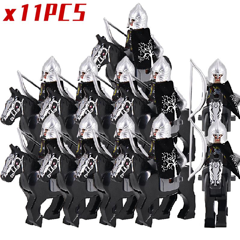 The Soldier With War Horse Gondor Army Figures Lotr Armor Guard Warrior Archer Medieval Knights Building Blocks Bricks Toys Gift
