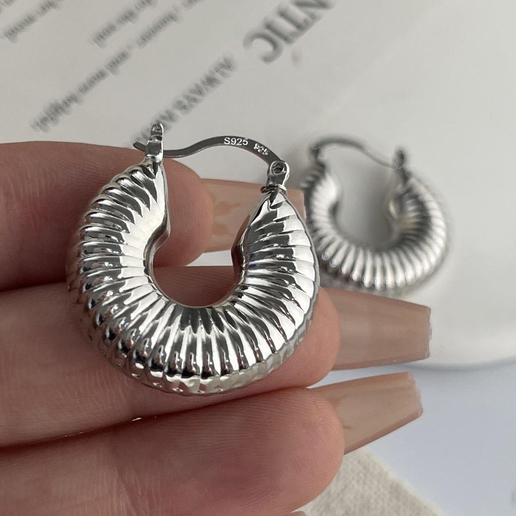 Xiaomi 925 Sterling Silver Vintage Earrings For Women Geometric Simple Round Strip Earring Jewelry Prevent Allergy Accessories Gift