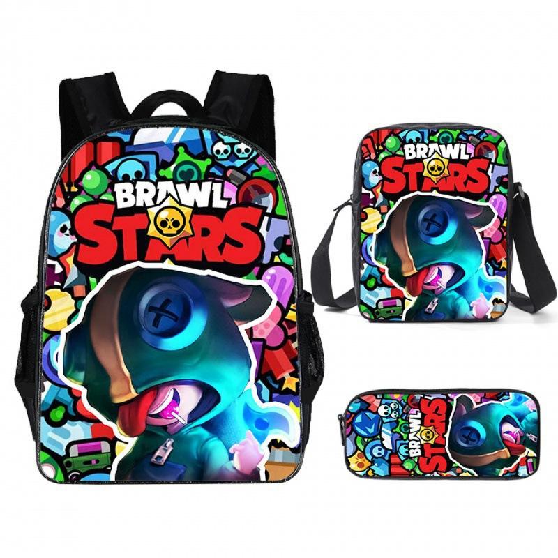 Kuromi Horror Smile Game Brawl Stars Vintage Backpack Set of 3, Multi-Functional Large Capacity School Bag Accessories