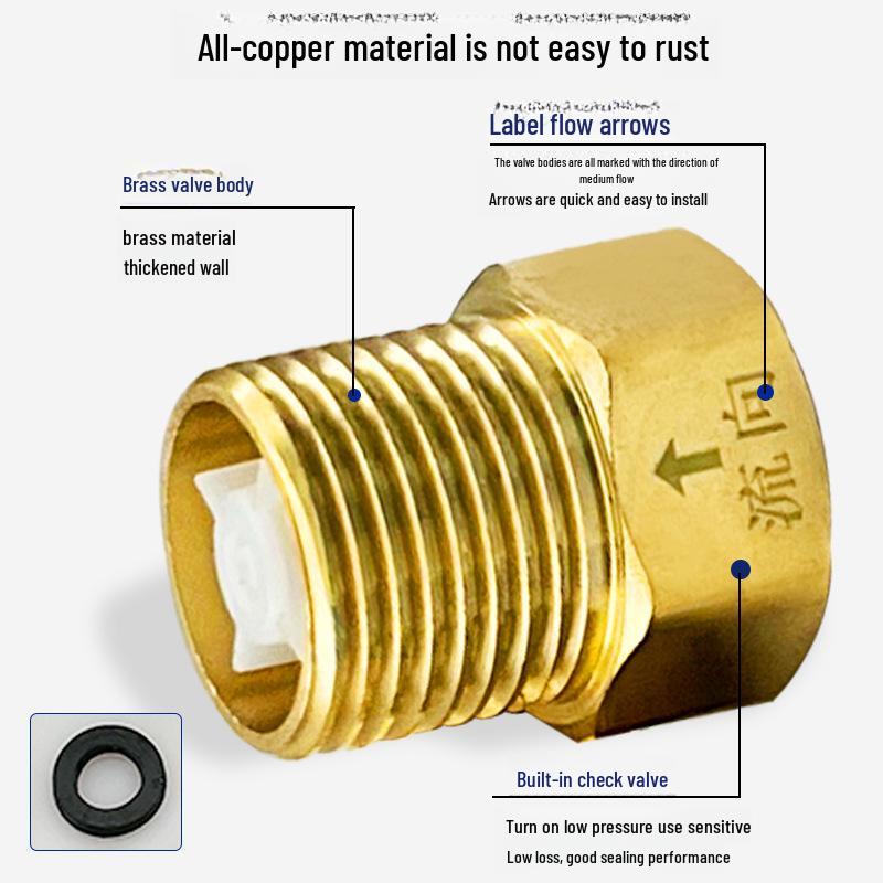 Copper 4-Point One-Way Water Check Valve for Heaters and Toilets