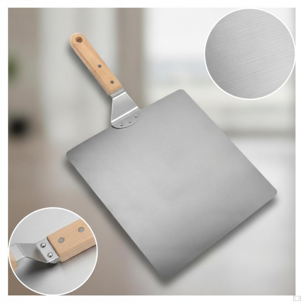Pizza Peel with Wooden Handle Stainless Steel Kitchen Tool for Oven, Cooking 10inch Round