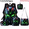 1/2/3/4/5PCS Cartoon Robot Print Backpack Set | Roomy Large-Capacity Backpack | Perfect for Student School & Daily Travel