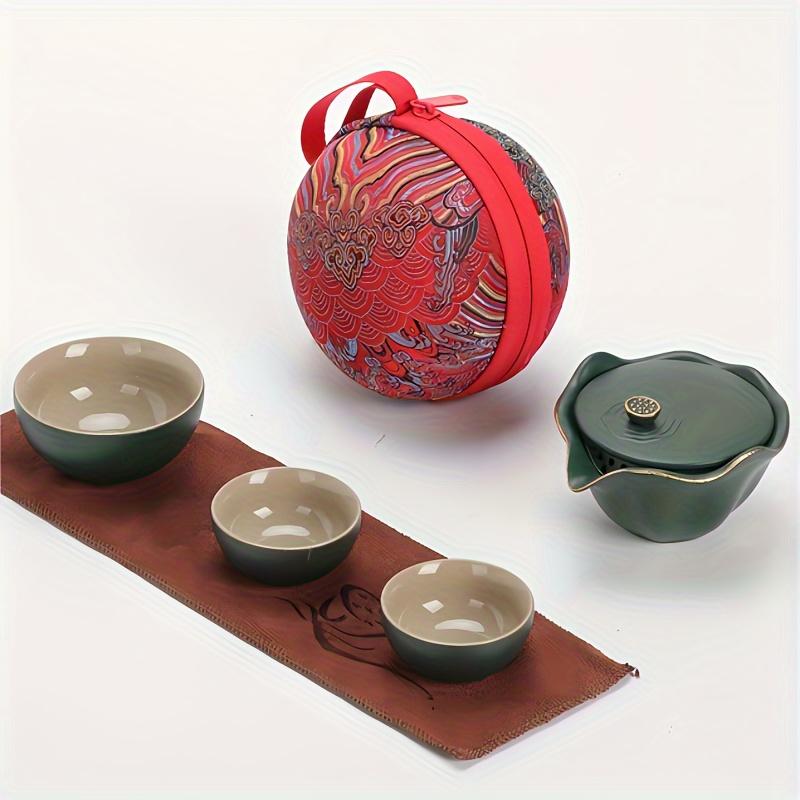 1pc Tea Sets A Pot Of Three Cups Quick Guest Cup Travel Tea Set Drinking Cups Portable Tea Making Small Set Single Outdoor Carry-on Bag For Restaurant