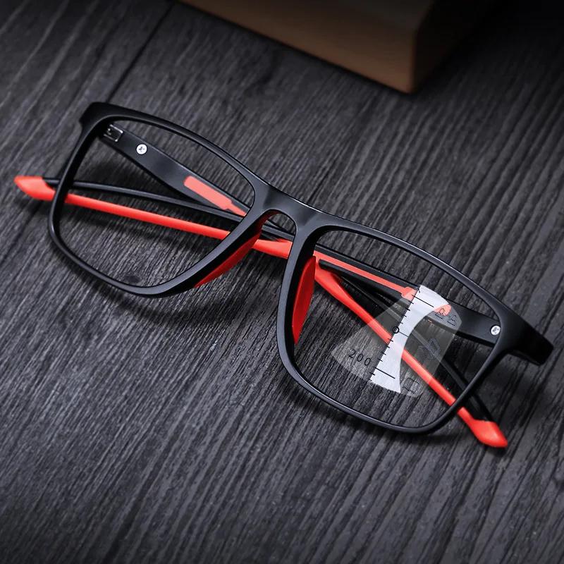 Fashion Progressive Multifocal Glasses Square Frame Anti-Blue Reading Glasses Men Women Vintage Near Far Presbyopia Eyewear