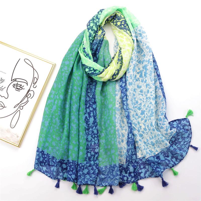 Autumn Fashion Ink Painting Floral Tassel Viscose Shawl Scarf Lady High Quality Wrap Pashmina Stole Bufandas Muslim Hijab Sjaal