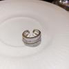 Zircon Checkerboard Double-layer Open Ring Temperament Fashionable Index Finger Ring Simple Personalized Jewelry