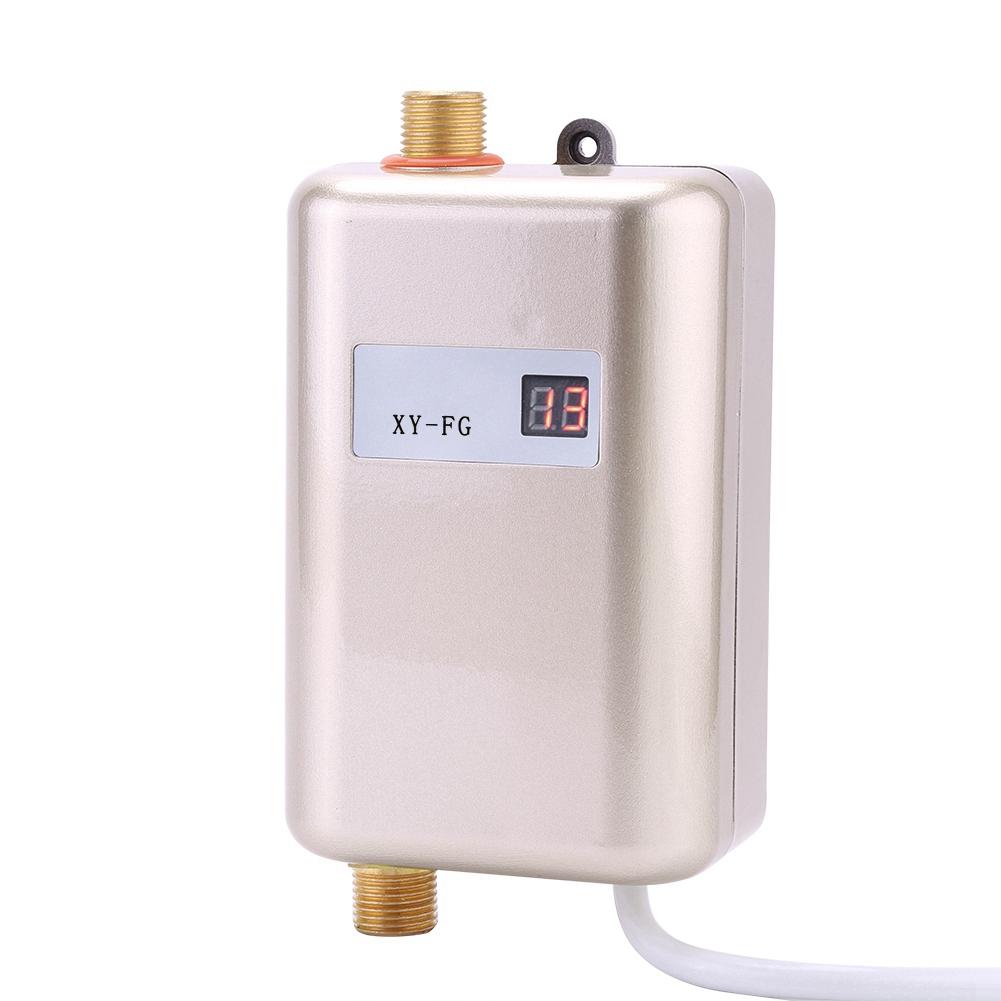 3400W Mini Elektrischer Durchlauferhitzer Sofort Heißwasser Badezimmer Küche Waschen Golden