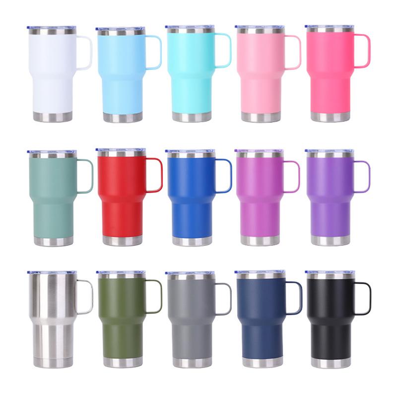 20oz/30oz Stainless Steel Car Thermos Bottle Tumbler with Handle Lid Insulated Travel Coffee Mug Double Wall Keep Drink Hot/Cold