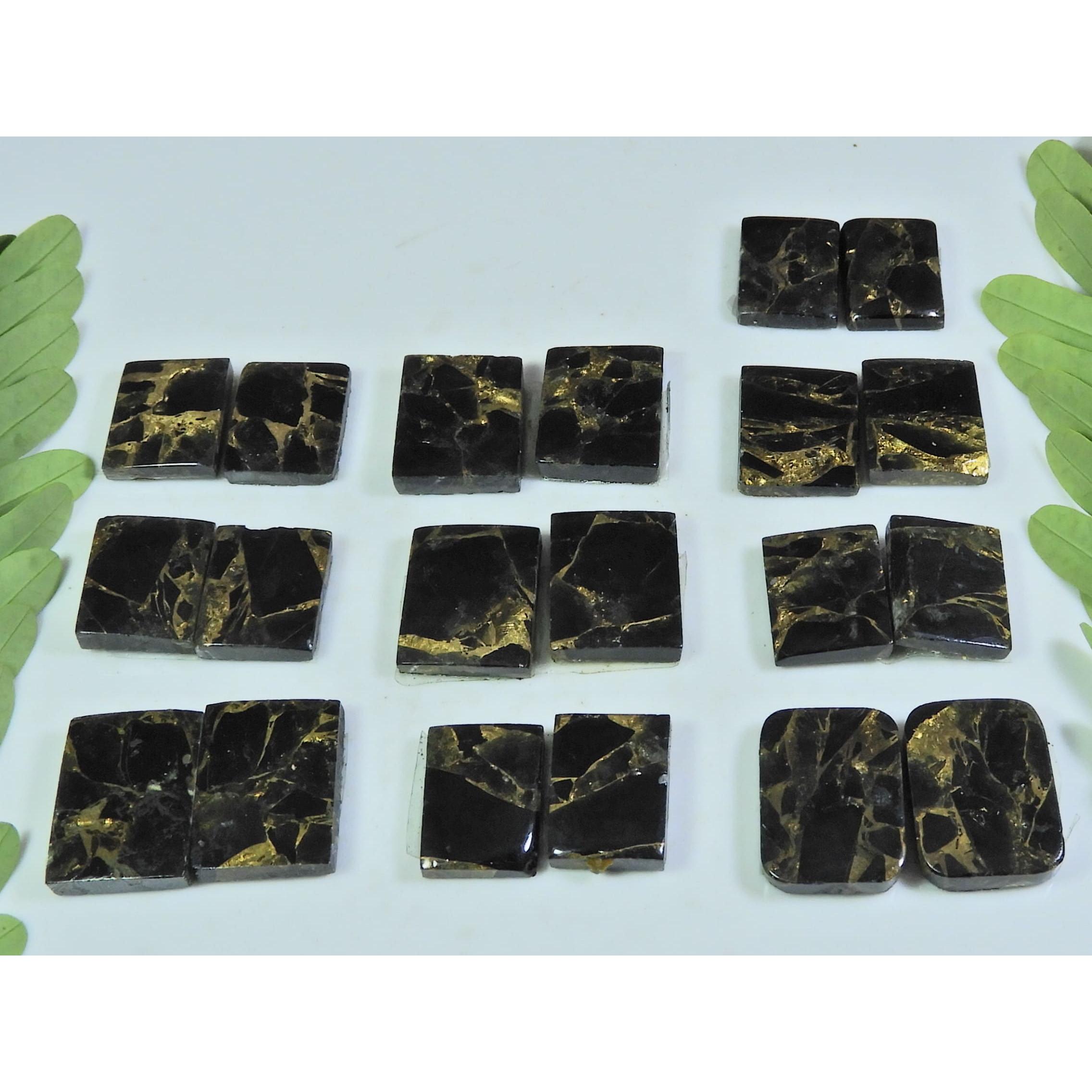 

120Cts. Natural Black Copper Tourquise Octagon Cabochon Matched Pair 10Pair A-135