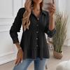 Dámská módní pohodlná všestranná košile s dlouhým rukávem v čisté barvě na jaro a léto