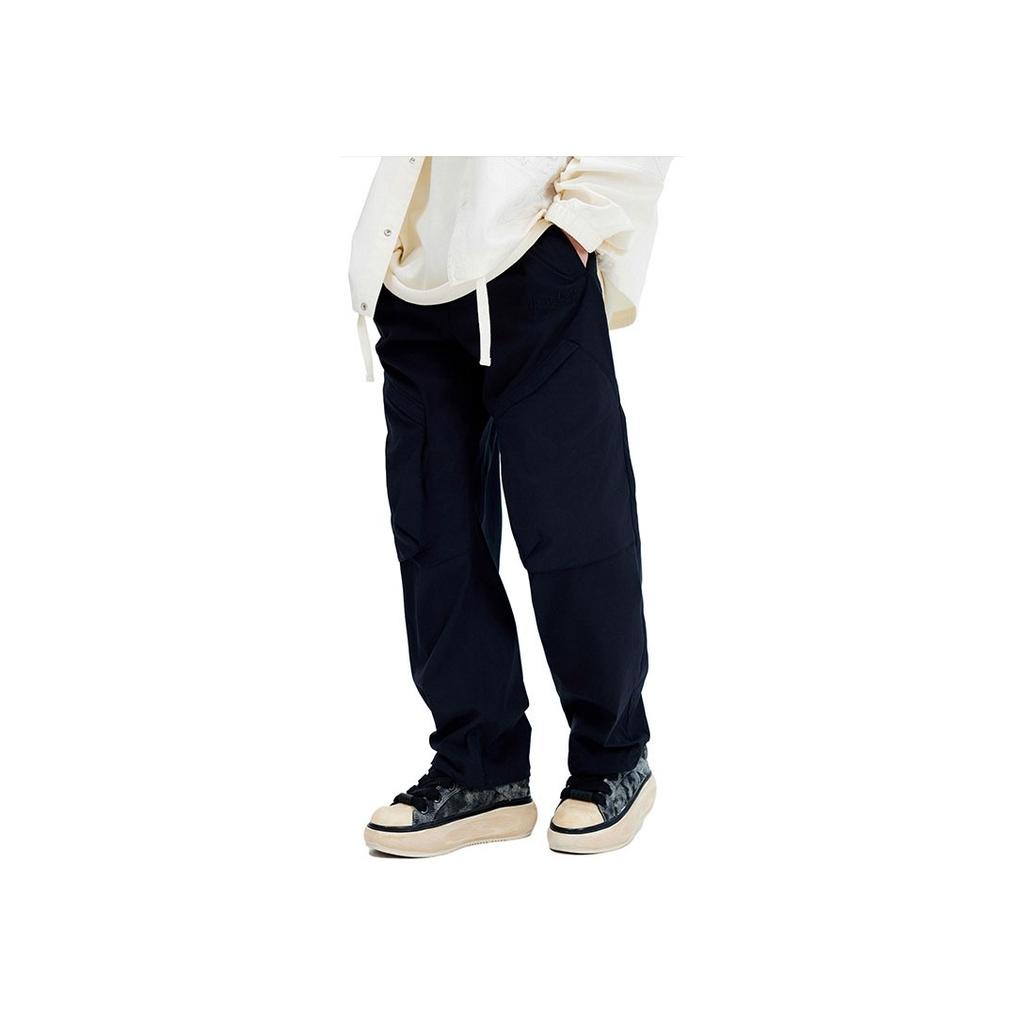 Li Ning Reignite Series Solid Color Straight Loose Casual Pants Men Bottoms Black AKXU111-1