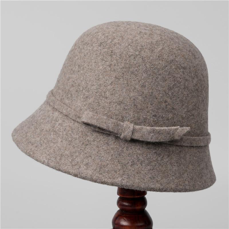 Wool Bucket Hat Women's Retro Autumn and Winter Thermal Basin Hat Thousand Gold Top Hat