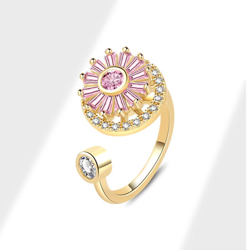 Women Snowflake Open Rotating Ring Set Unique Anxiety Relief Spinner Jewelry For Stress Reduction And Calming Effect