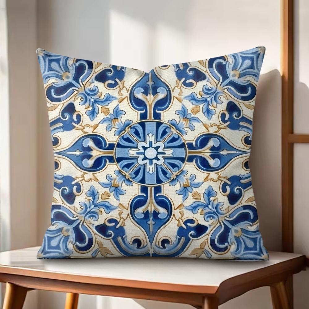Resortstyle Patterns Cushion Cover Natural Linen Organic Fabric DoubleSided Printing Couch Pillow Covers Home Decor