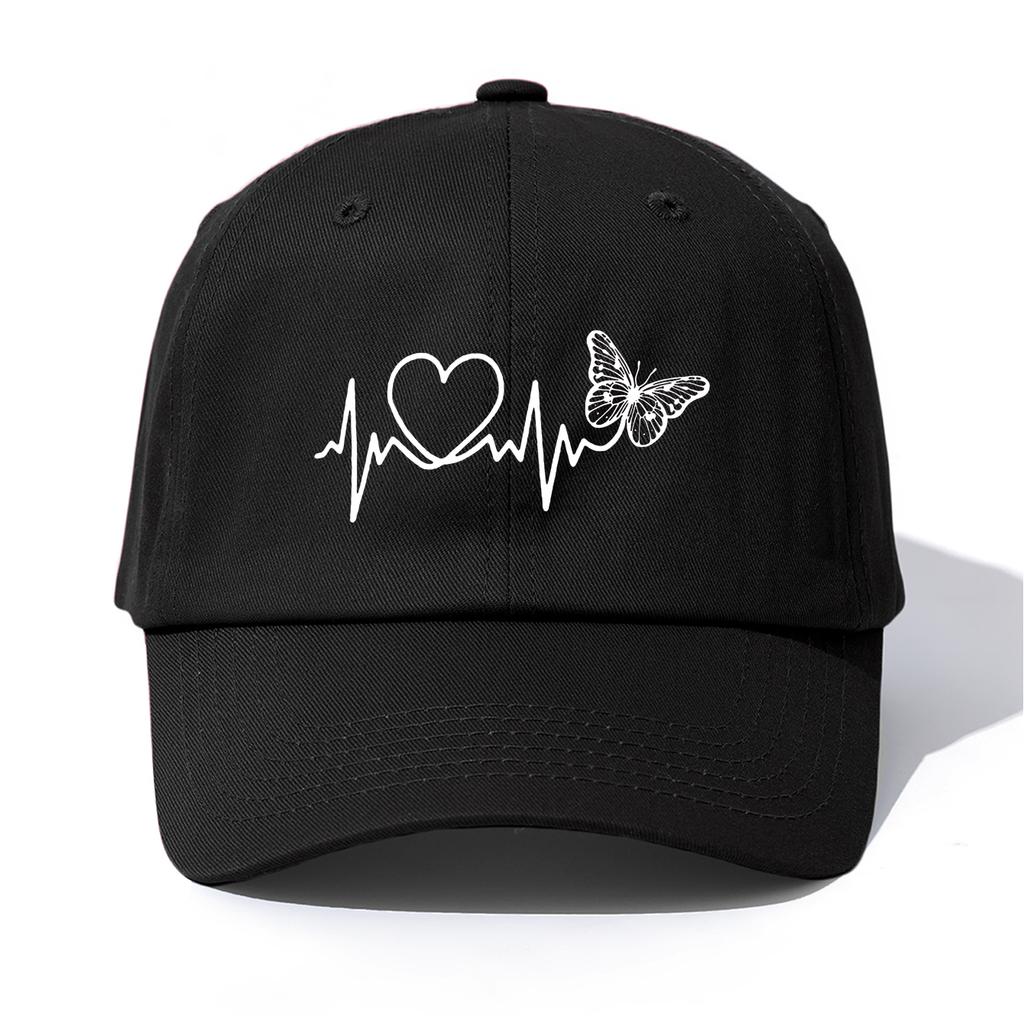 pc HEART AND BUTTERFLY Print Baseball Cap for Adults Minimalist Retro Style Casual Soft Adjustable Dad Hat Perfect As Gift